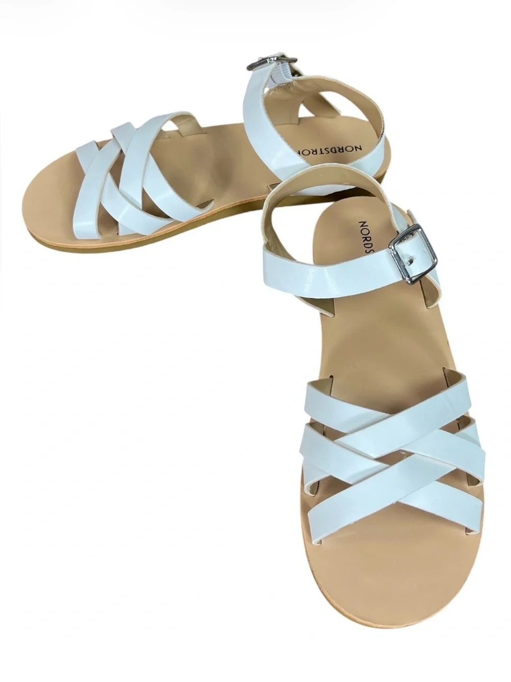 Nordstrom White Strappy Flat Sandals NWT Little Kid Size 1M